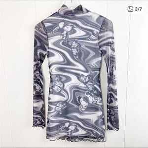 Urban Outfitters sheer butterfly Mock Neck Dress